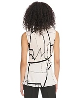 Dkny Women's Sleeveless Pleated Tie-Neck Top