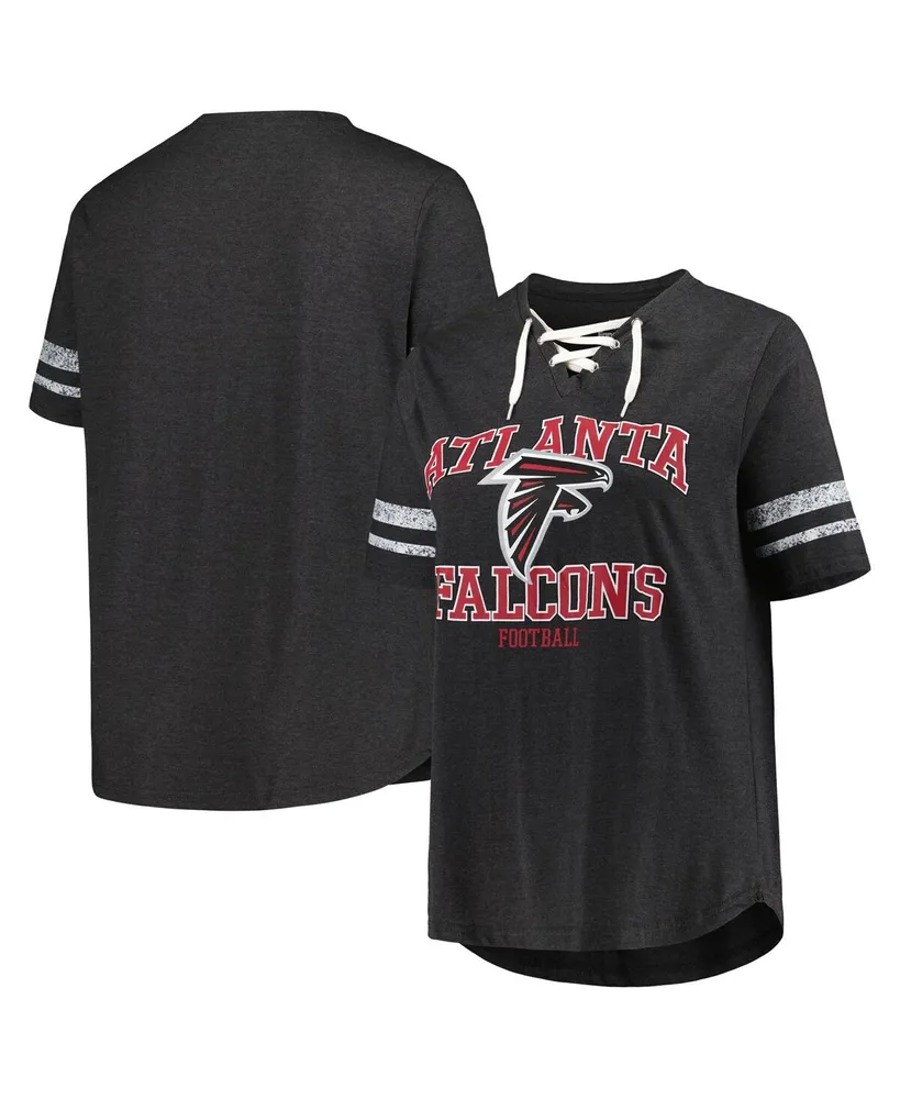 Women's Fanatics Branded Heather Charcoal Atlanta Falcons Plus Size Lace-Up  V-Neck T-Shirt