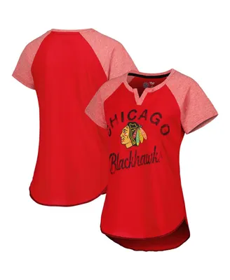 Women's Starter Red Chicago Blackhawks Grand Slam Raglan Notch Neck T-shirt