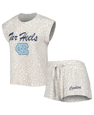 Women's Concepts Sport Cream North Carolina Tar Heels Montana T-shirt and Shorts Sleep Set