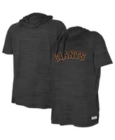 Big Boys Stitches Heather Black San Francisco Giants Raglan Short Sleeve Pullover Hoodie