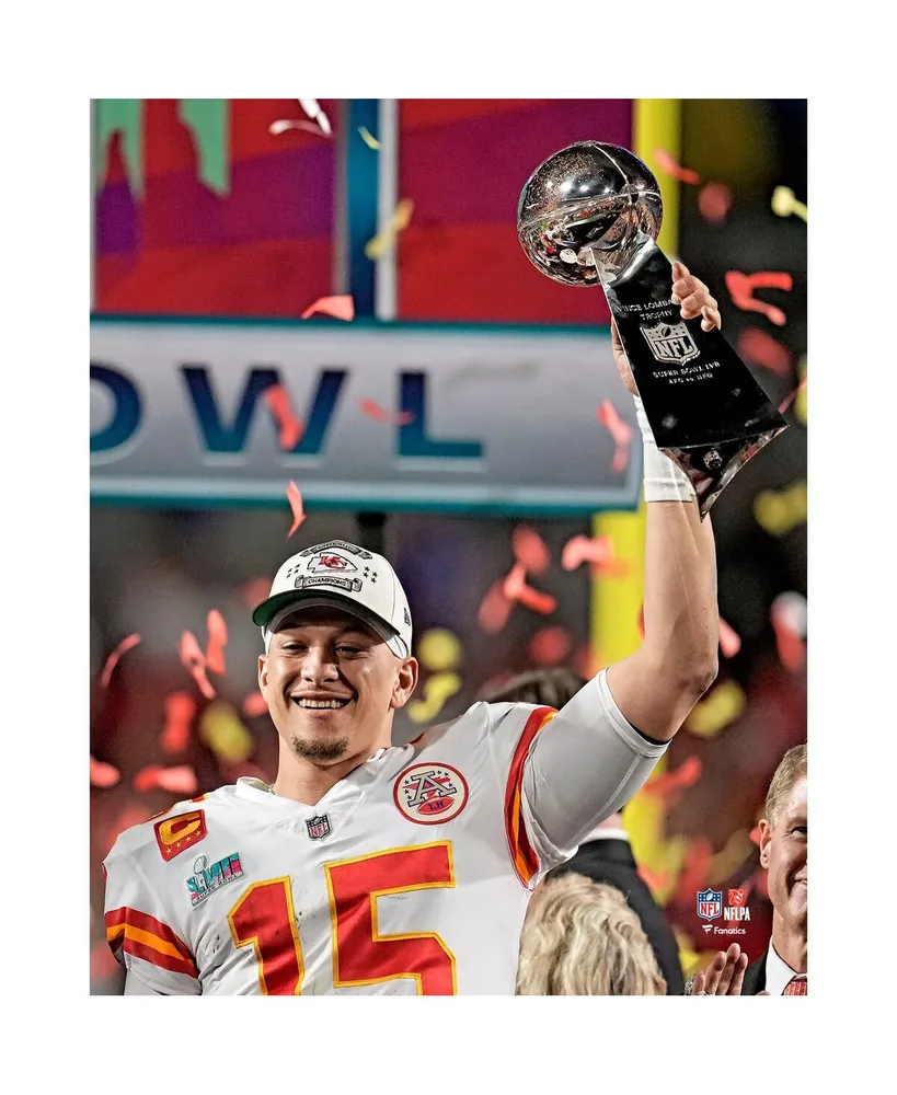 Patrick Mahomes Kansas City Chiefs Unsigned Super Bowl Lvii Champions Celebrating with the Lombardi Trophy 11" x 14" Photograph