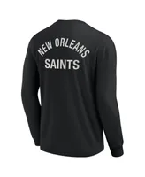 Men's and Women's Fanatics Signature Black New Orleans Saints Super Soft Long Sleeve T-shirt