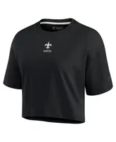 Women's Fanatics Signature Black New Orleans Saints Super Soft Short Sleeve Cropped T-shirt