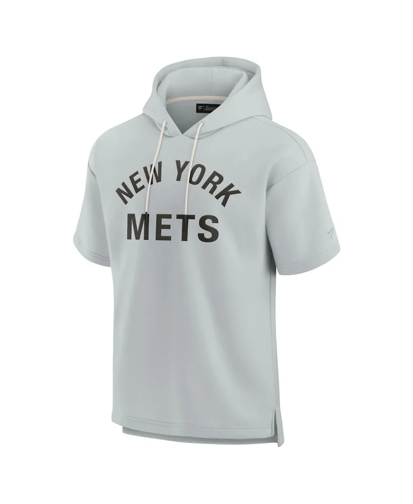 Men's and Women's Fanatics Signature Gray New York Mets Super Soft Fleece Short Sleeve Hoodie