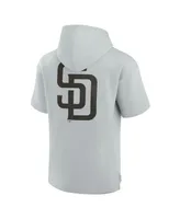 Men's and Women's Fanatics Signature Gray San Diego Padres Super Soft Fleece Short Sleeve Hoodie