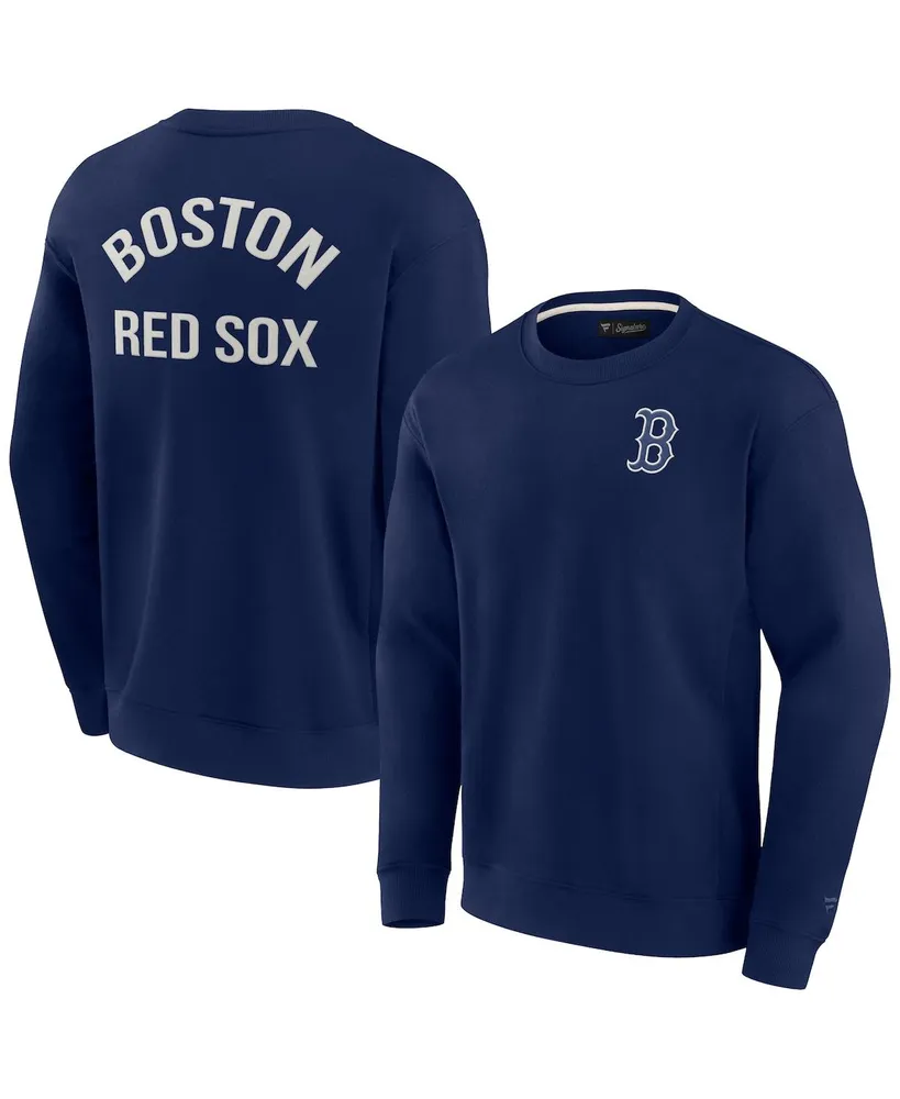 Men's and Women's Fanatics Signature Navy Boston Red Sox Super Soft Pullover Crew Sweatshirt