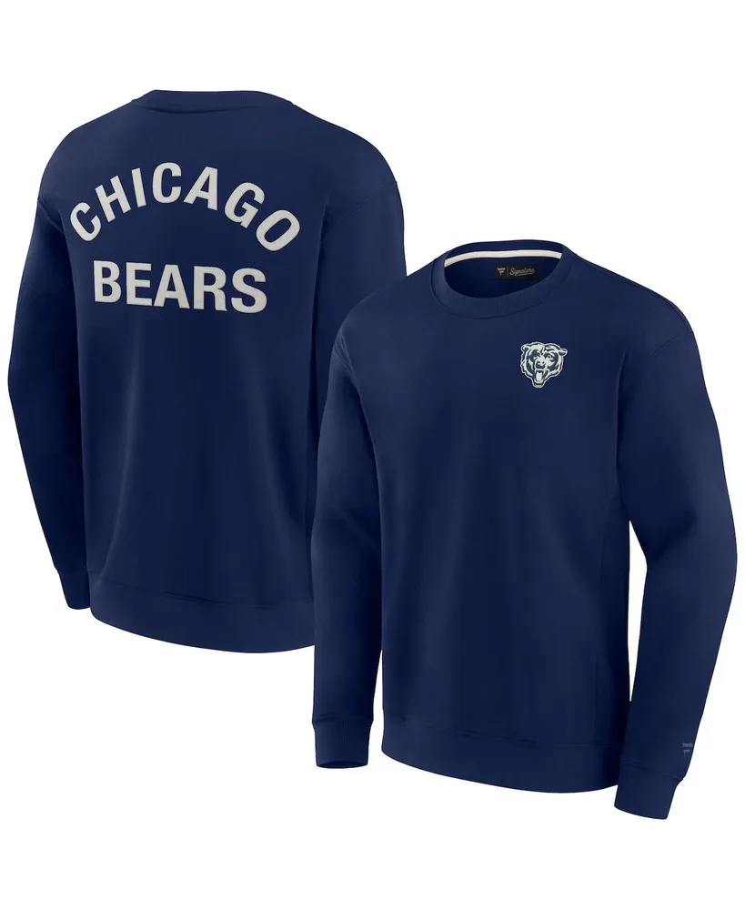 Men's and Women's Fanatics Signature Navy Chicago Bears Super Soft Pullover Crew Sweatshirt