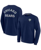Men's and Women's Fanatics Signature Navy Chicago Bears Super Soft Pullover Crew Sweatshirt