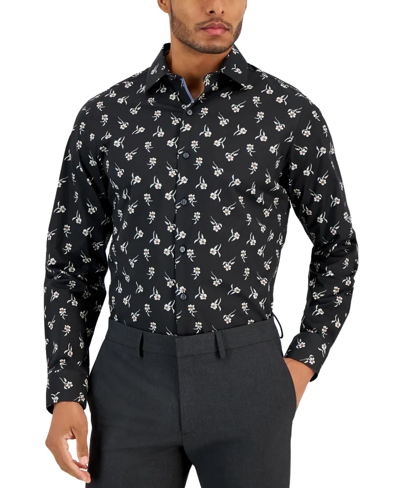 black floral dress shirt mens