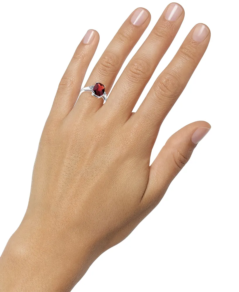 Rhodolite Garnet (3-1/2 ct. t.w.) & Diamond (1/20 ct. t.w.) Ring in Sterling Silver