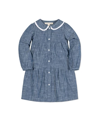 Hope & Henry Baby Girls Long Sleeve Tiered Button Front Peter Pan Collar Dress