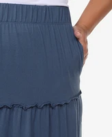 White Mark Plus Tiered Maxi Skirt