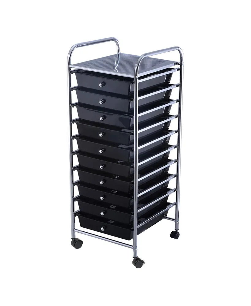 Costway 10 Drawer Rolling Storage Cart Scrapbook Paper Office School