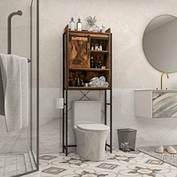 Over-The-Toilet Storage Cabinet Bathroom Organizer w/ Sliding Barn Door