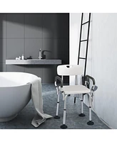 Costway Shower Chair Bathtub Adjustable Height Bench w/ Removable Armrests & Back