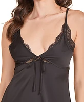 Hauty Women's 1 Piece Lace and Satin Lingerie Chemise with Double Straps