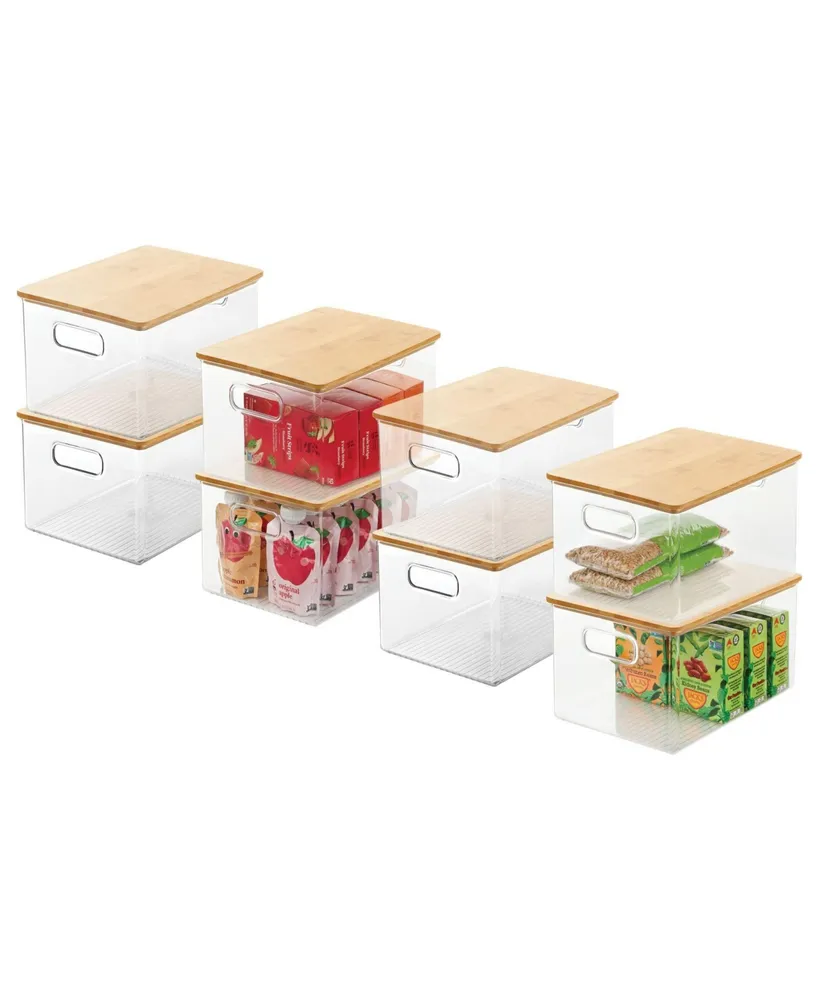 mDesign Plastic Kitchen Food Storage Bin with Lid, Small - 8 Pack