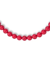 Bling Jewelry Plain Simple Smooth Classic Red Synthetic Calcite Round 10MM Bead Strand Necklace For Women Silver Plated Clasp Inch