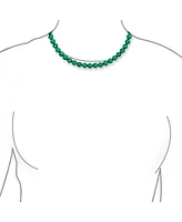 Bling Jewelry Plain Simple Dark Forrest Green Imitation Synthetic Malachite Round 10MM Bead Strand Necklace For Women Silver Plated Clasp 16 Inch