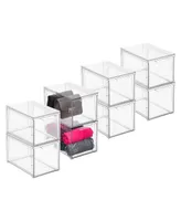 mDesign Stackable Closet Storage Bin Box with Pull-Out Drawer