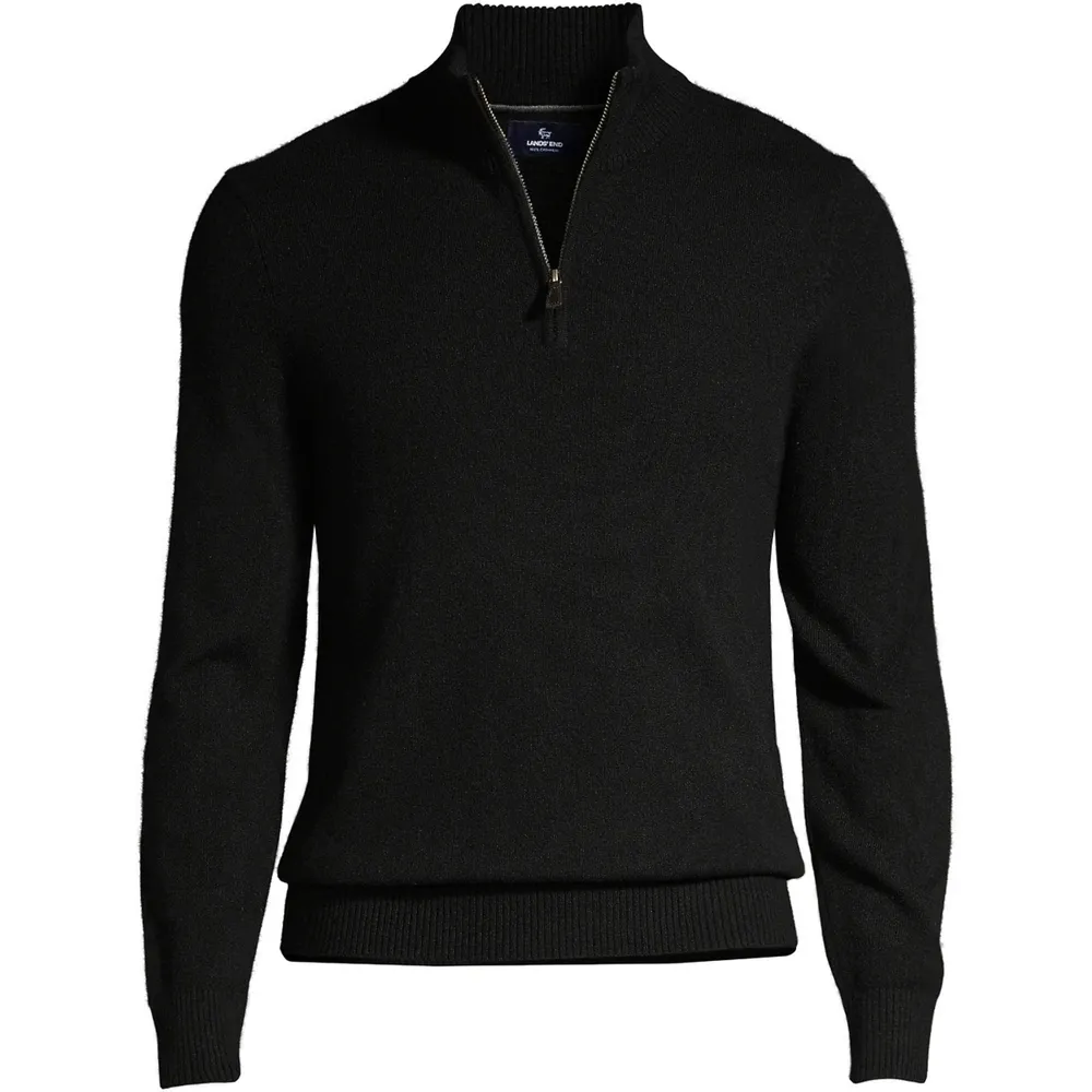 Lands' End Men's Fine Gauge Quarter Zip Sweater