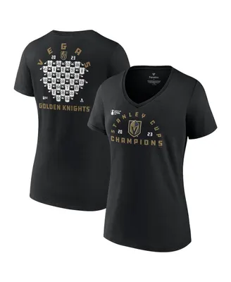 Women's Fanatics Black Vegas Golden Knights 2023 Stanley Cup Champions Jersey Roster V-Neck T-shirt