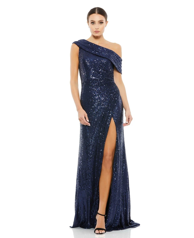 Mac Duggal Women's Ieena Sequined Drop Shoulder Gown