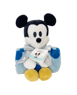 Lambs & Ivy Disney Baby Mickey Mouse Blanket & Plush Baby Gift Set - Blue