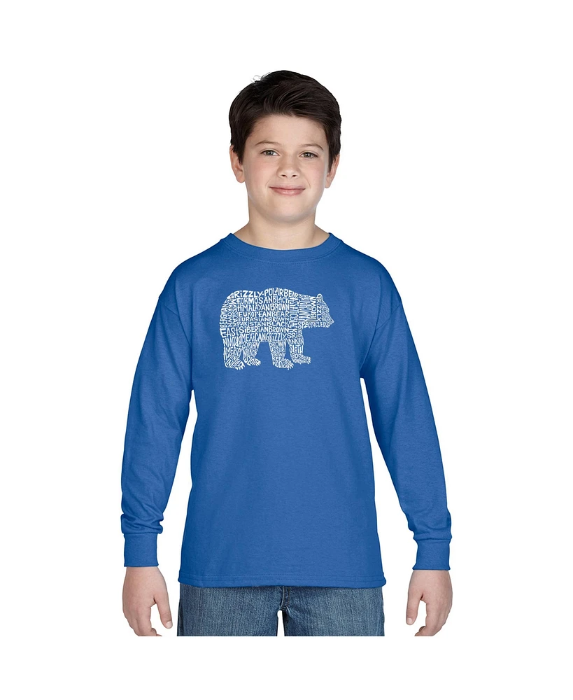 La Pop Art Boys Word Art Long Sleeve - Bear Species