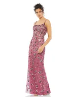 Mac Duggal Women's Floral Embellished Scoop Neck Evening Gown