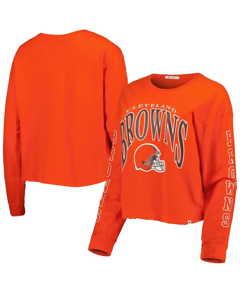 Women's Fanatics Branded Brown/Orange Cleveland Browns Plus Size True to Form Lace-Up V-Neck Raglan Long Sleeve T-Shirt