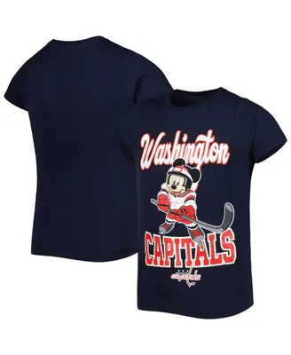 Big Girls Navy Washington Capitals Mickey Mouse Go Team T-shirt