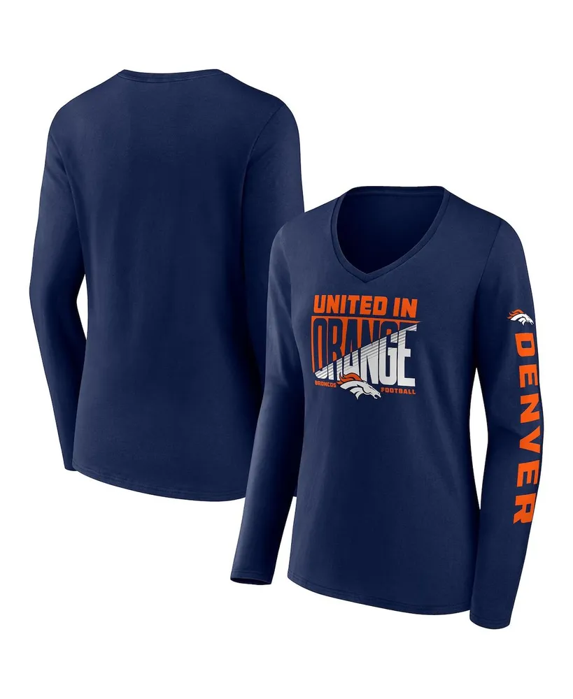 Ladies Denver Broncos Orange Pride Playing V Neck Short Sleeve Tee Shirt