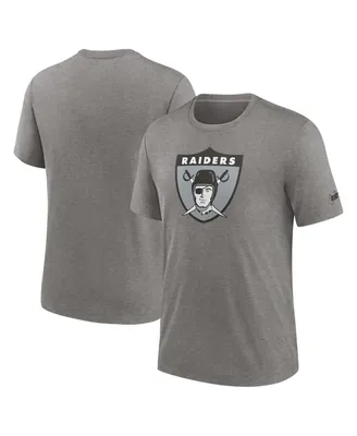 Men's Nike Heather Charcoal Las Vegas Raiders Rewind Logo Tri-Blend T-shirt