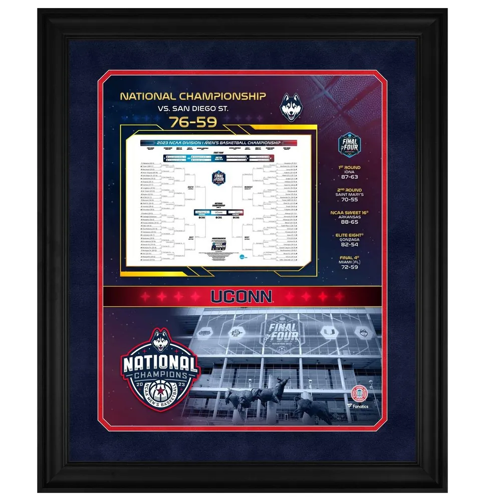 UConn Huskies 2023 Ncaa Men's Basketball National Champions Framed 20" x 24" Bracket Collage Photo