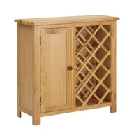 vidaXL Wine Cabinet for 11 Bottles 31.5"x12.6"x31.5" Solid Oak Wood