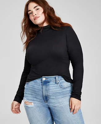 And Now This Trendy Plus Mock-Neck Long-Sleeve Top