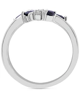 Onyx & White Topaz (1/6 ct. t.w.) Marquise Bypass Ring in Sterling Silver