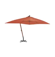 vidaXL Cantilever Umbrella with Wooden Pole 157.5"x118.1" Terracotta