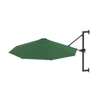 vidaXL Wall-Mounted Parasol with Metal Pole 118.1" Green