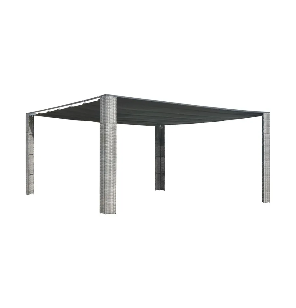 vidaXL Gazebo with Sliding Roof Poly Rattan 157.4"x157.4"x78.7" Gray and Anthracite