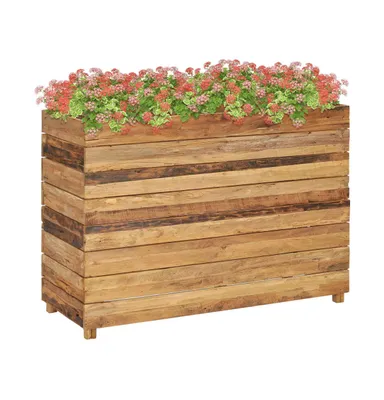 Raised Bed 39.4"x15.7"x28.3" Recycled Teak Wood and Steel