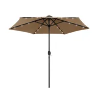 vidaXL Parasol with Led Lights and Aluminum Pole 106.3" Taupe