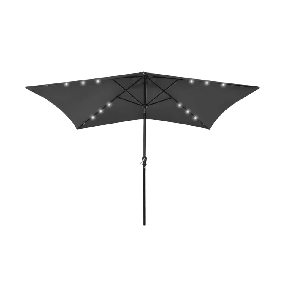 vidaXL Parasol with LEDs and Steel Pole Anthracite 6.6'x9.8'