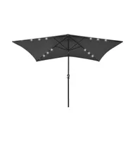 vidaXL Parasol with LEDs and Steel Pole Anthracite 6.6'x9.8'