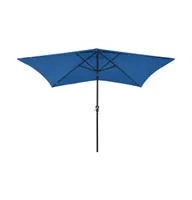 vidaXL Parasol with LEDs and Steel Pole Azure Blue 6.6'x9.8'