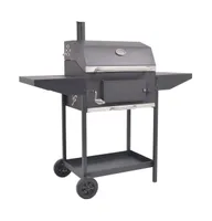 vidaXL Bbq Charcoal Smoker with Bottom Shelf Black