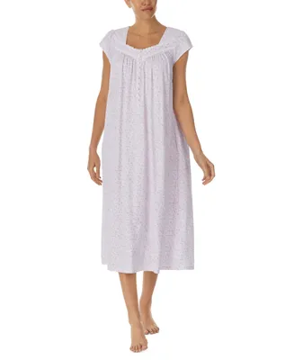 Eileen West Women's Cotton Jersey Cap-Sleeve Nightgown