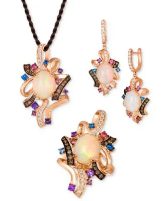 Le Vian Multi Gemstone Diamond Abstract Swirl Ring Drop Earrings Pendant Necklace Collection In 14k Rose Gold